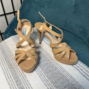 Authentic Prada Tan Strappy Heels